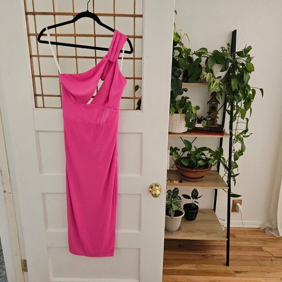 Katie May Ash Dress Barbie Pink One-Shoulder Sleeveless Cutout Bodycon Small S - Picture 4 of 13
